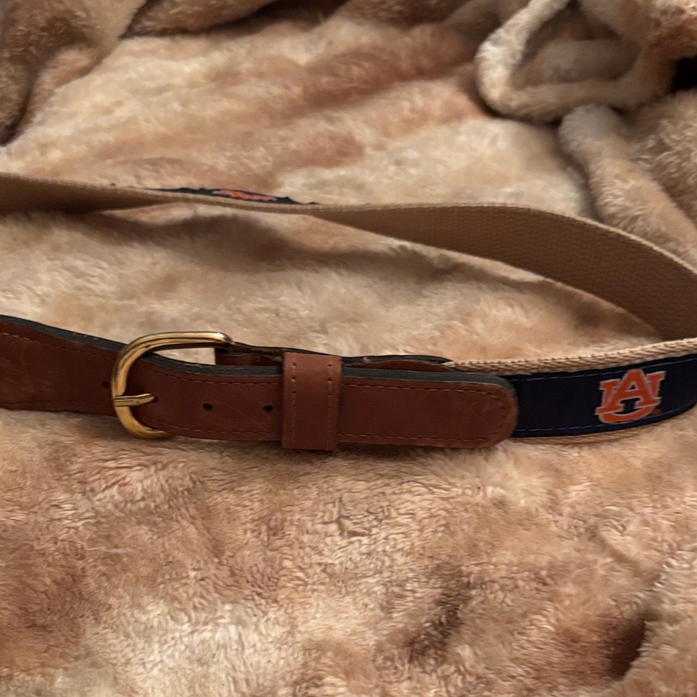 Zep-Pro Brown Leather & Navy Auburn Logo Belt 32